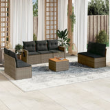 vidaXL 8-delige Loungeset met kussens poly rattan zwart