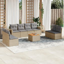 vidaXL 9-delige Loungeset met kussens poly rattan zwart