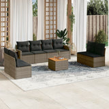 vidaXL 9-delige Loungeset met kussens poly rattan zwart