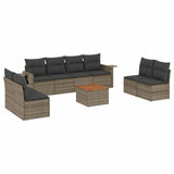 vidaXL 9-delige Loungeset met kussens poly rattan zwart