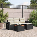 vidaXL 5-delige Loungeset met kussens poly rattan zwart