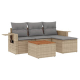 vidaXL 5-delige Loungeset met kussens poly rattan zwart