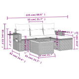 vidaXL 5-delige Loungeset met kussens poly rattan zwart