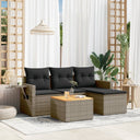 vidaXL 5-delige Loungeset met kussens poly rattan zwart