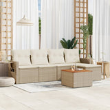 vidaXL 6-delige Loungeset met kussens poly rattan zwart