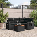 vidaXL 5-piece Lounge Set with Cushions Poly Rattan Black