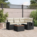 vidaXL 5-piece Lounge Set with Cushions Poly Rattan Black