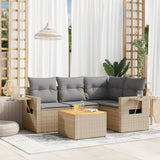 vidaXL 5-piece Lounge Set with Cushions Poly Rattan Black