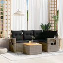 vidaXL 5-piece Lounge Set with Cushions Poly Rattan Black
