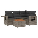 vidaXL 5-piece Lounge Set with Cushions Poly Rattan Black