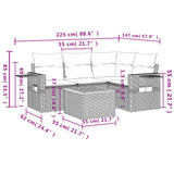 vidaXL 5-piece Lounge Set with Cushions Poly Rattan Black