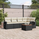 vidaXL 6-delige Loungeset met kussens poly rattan zwart