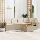 vidaXL 6-delige Loungeset met kussens poly rattan zwart