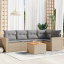 vidaXL 6-delige Loungeset met kussens poly rattan zwart