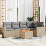 vidaXL 6-delige Loungeset met kussens poly rattan zwart