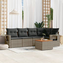 vidaXL 6-delige Loungeset met kussens poly rattan zwart