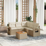 vidaXL 6-delige Loungeset met kussens poly rattan zwart