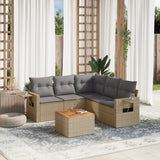vidaXL 6-delige Loungeset met kussens poly rattan zwart