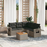 vidaXL 6-delige Loungeset met kussens poly rattan zwart