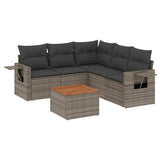 vidaXL 6-delige Loungeset met kussens poly rattan zwart