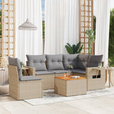 vidaXL 6-delige Loungeset met kussens poly rattan zwart