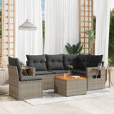 vidaXL 6-delige Loungeset met kussens poly rattan zwart
