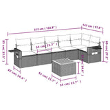 vidaXL 7-delige Loungeset met kussens poly rattan zwart