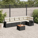 vidaXL 7-delige Loungeset met kussens poly rattan zwart