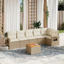 vidaXL 7-delige Loungeset met kussens poly rattan zwart