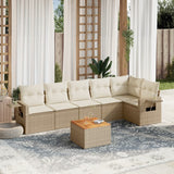 vidaXL 7-delige Loungeset met kussens poly rattan zwart