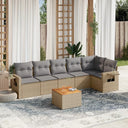 vidaXL 7-delige Loungeset met kussens poly rattan zwart