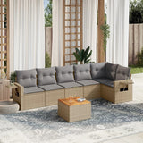 vidaXL 7-delige Loungeset met kussens poly rattan zwart