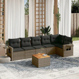 vidaXL 7-delige Loungeset met kussens poly rattan zwart