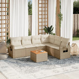 vidaXL 7-delige Loungeset met kussens poly rattan zwart