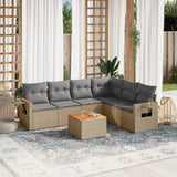 vidaXL 7-delige Loungeset met kussens poly rattan zwart