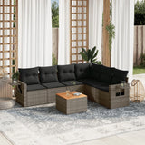 vidaXL 7-delige Loungeset met kussens poly rattan zwart