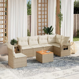 vidaXL 7-delige Loungeset met kussens poly rattan zwart