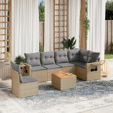 vidaXL 7-delige Loungeset met kussens poly rattan zwart