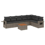 vidaXL 8-delige Loungeset met kussens poly rattan zwart