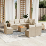 vidaXL 9-delige Loungeset met kussens poly rattan zwart