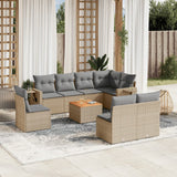 vidaXL 9-delige Loungeset met kussens poly rattan zwart