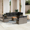 vidaXL 9-delige Loungeset met kussens poly rattan zwart