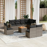 vidaXL 9-delige Loungeset met kussens poly rattan zwart