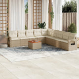 vidaXL 10-delige Loungeset met kussens poly rattan zwart
