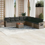vidaXL 10-delige Loungeset met kussens poly rattan zwart