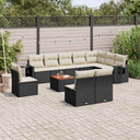 vidaXL 11-Piece Loungeset with Cushions Poly Rattan Black