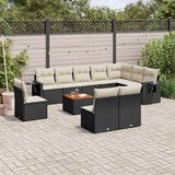 vidaXL 11-Piece Loungeset with Cushions Poly Rattan Black