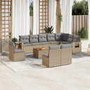 vidaXL 11-Piece Loungeset with Cushions Poly Rattan Black