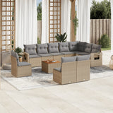 vidaXL 11-Piece Loungeset with Cushions Poly Rattan Black