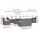 vidaXL 11-Piece Loungeset with Cushions Poly Rattan Black